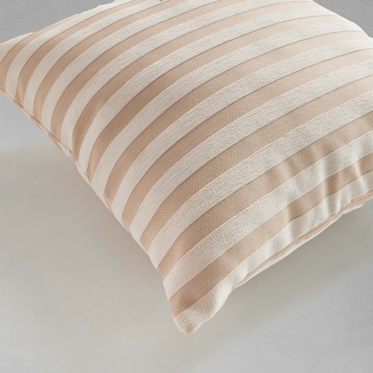 Khaki cream striped square pillow for home decor and accessories.