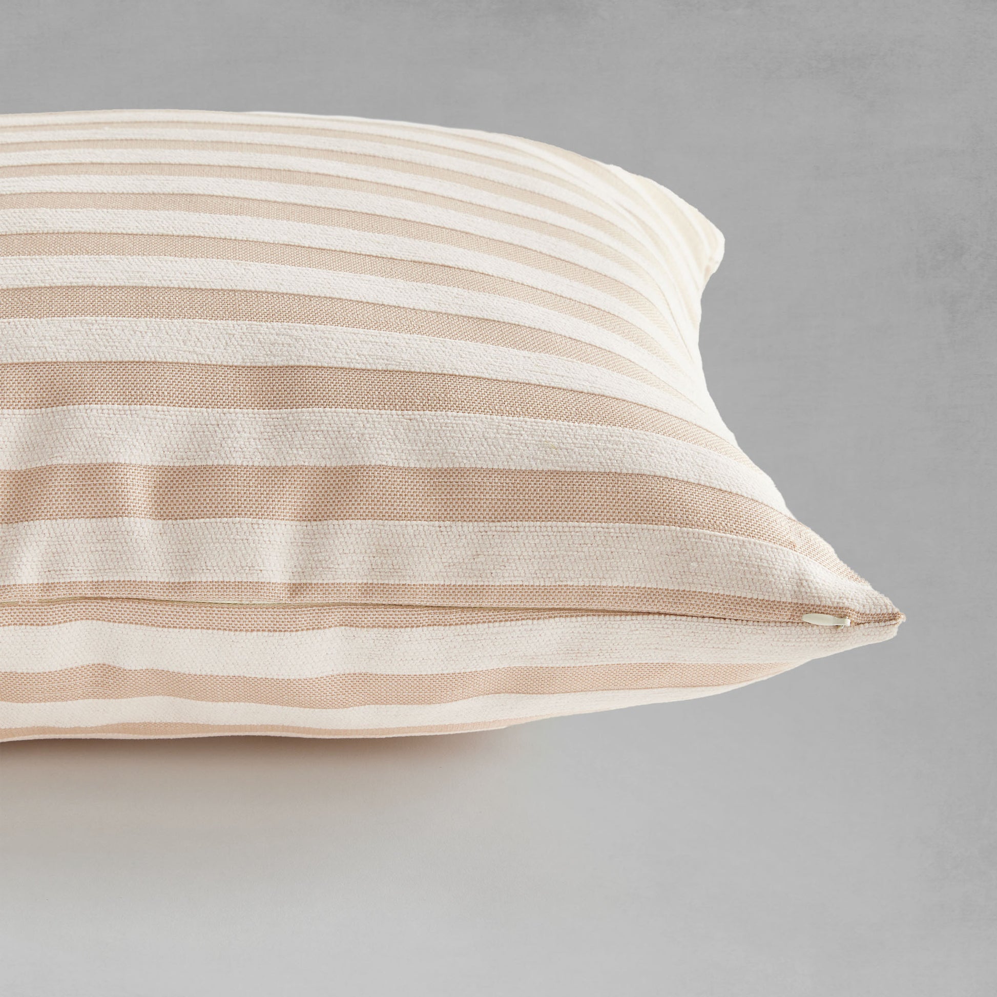 Khaki cream striped square pillow for home decor and accessories.