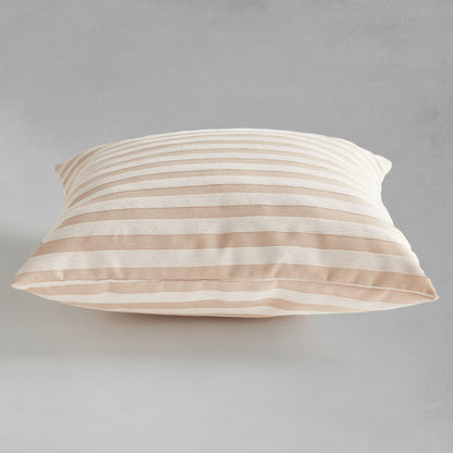 Khaki cream striped square pillow for home decor and accessories.