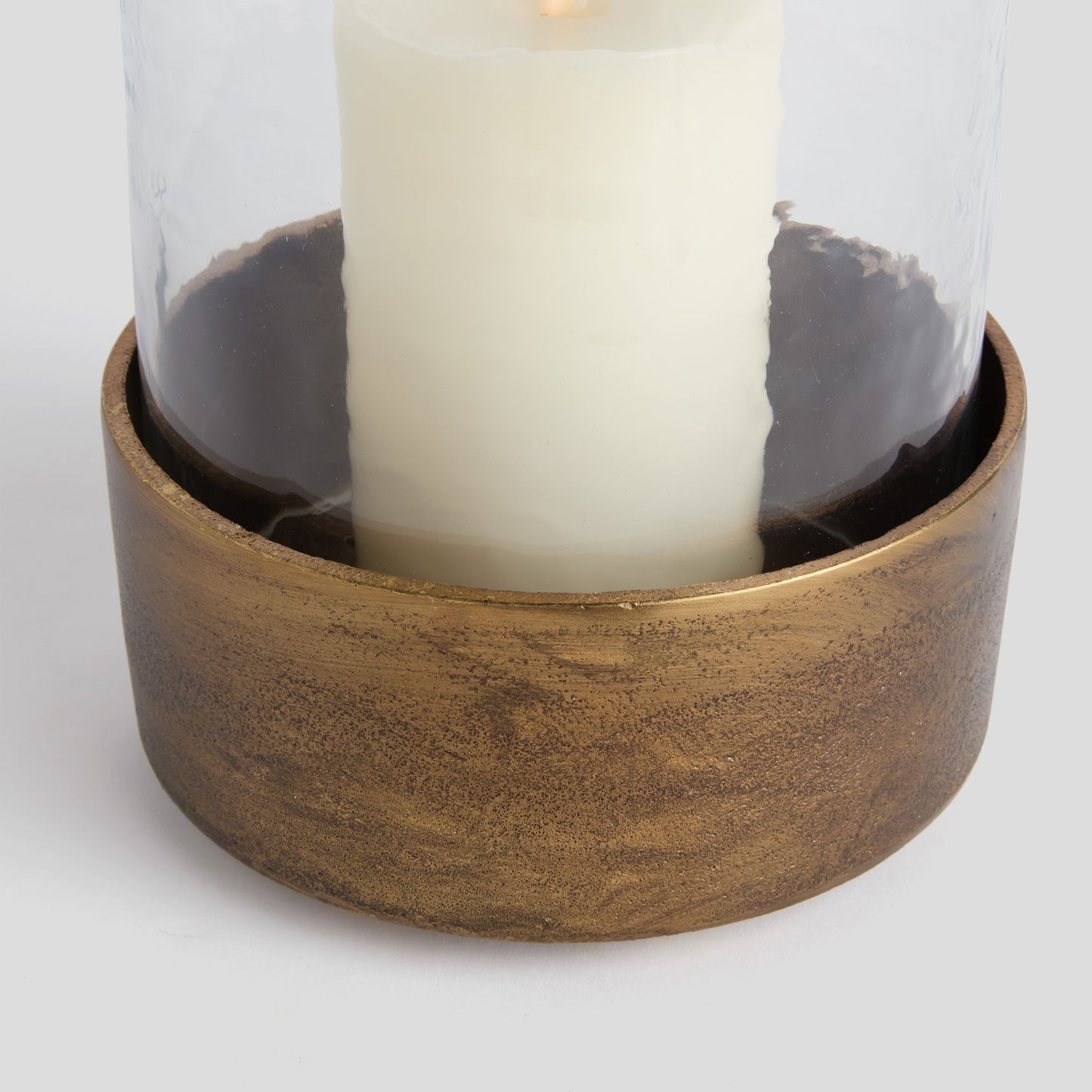 Large antique brass hammered glass hurricane - stylish home accent (Image3).