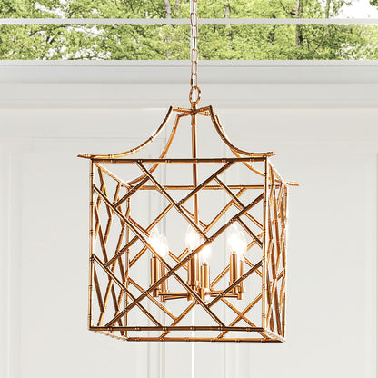 Large brass bamboo pendant light - stylish home accent (Image2).