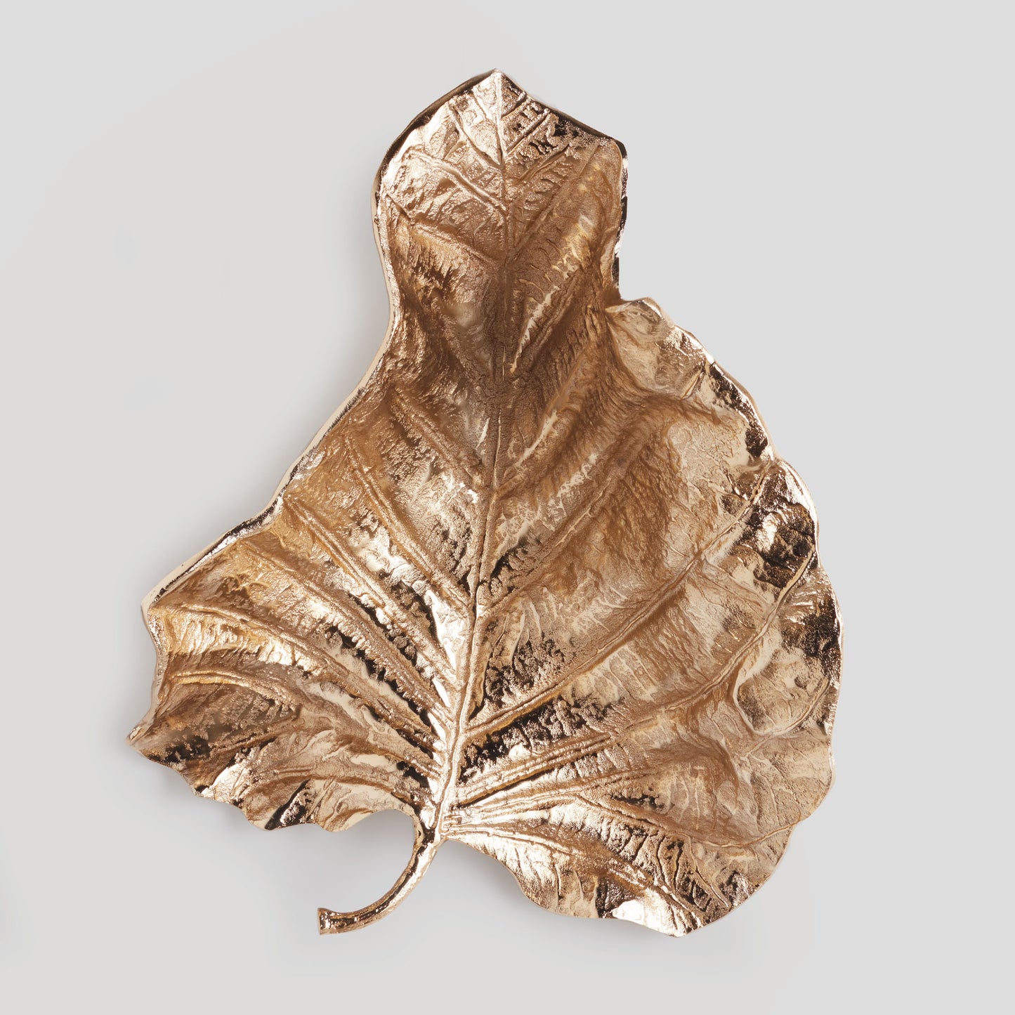 Large champagne gold cast aluminum leaf wall art - stylish home accent (Image1).