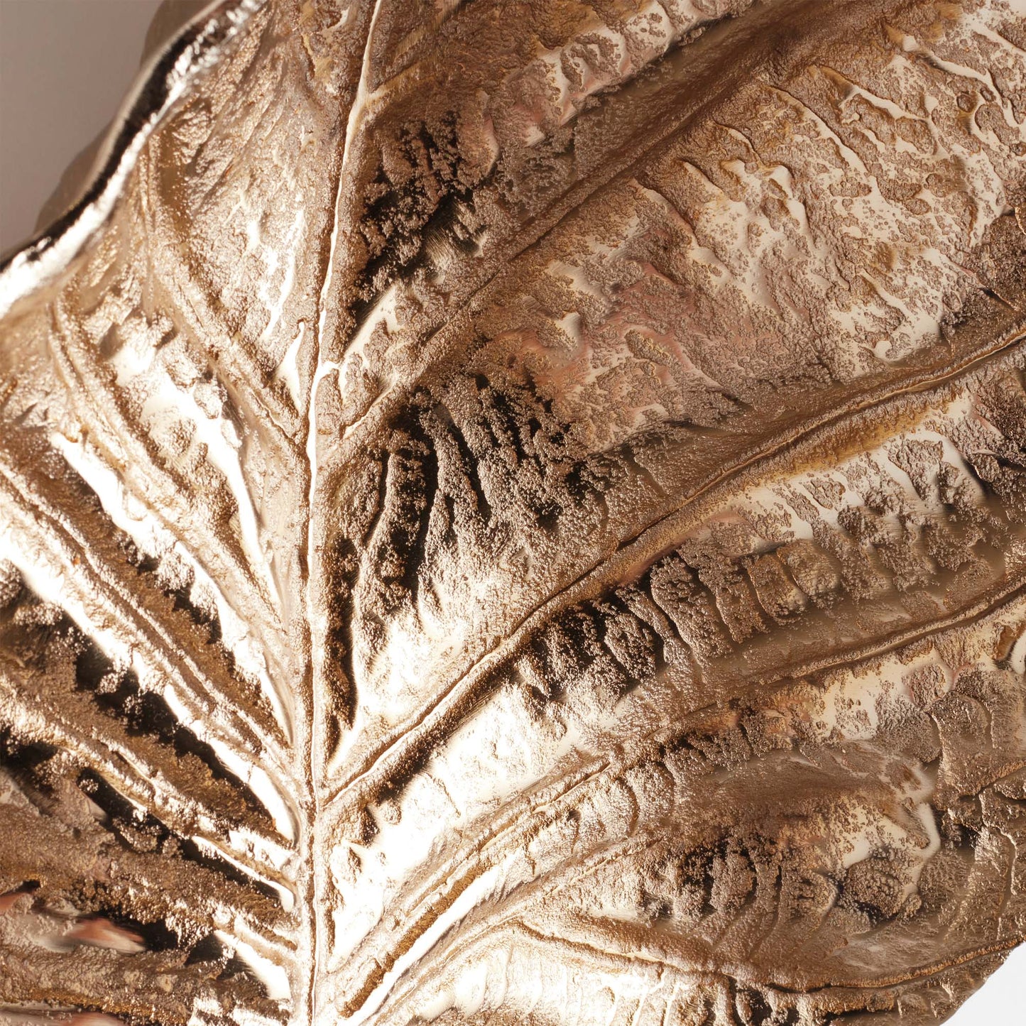 Large champagne gold cast aluminum leaf wall art - stylish home accent (Image2).