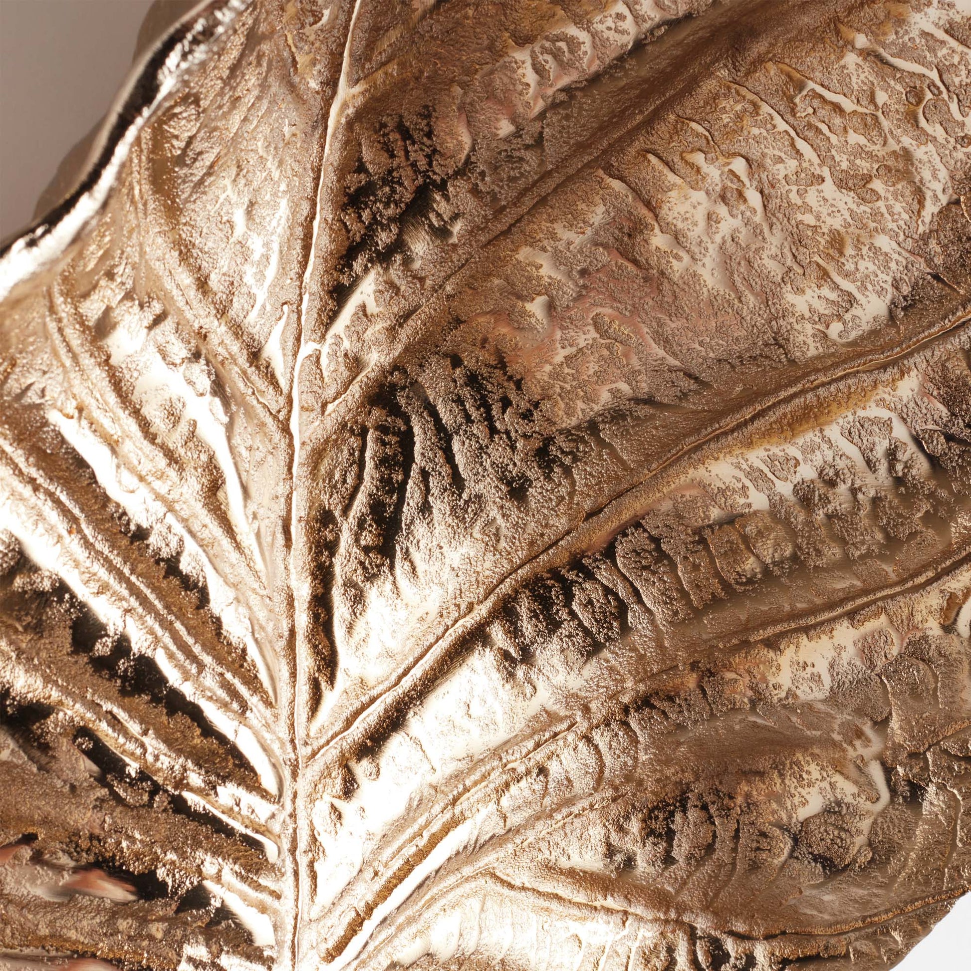 Large champagne gold cast aluminum leaf wall art - stylish home accent (Image2).
