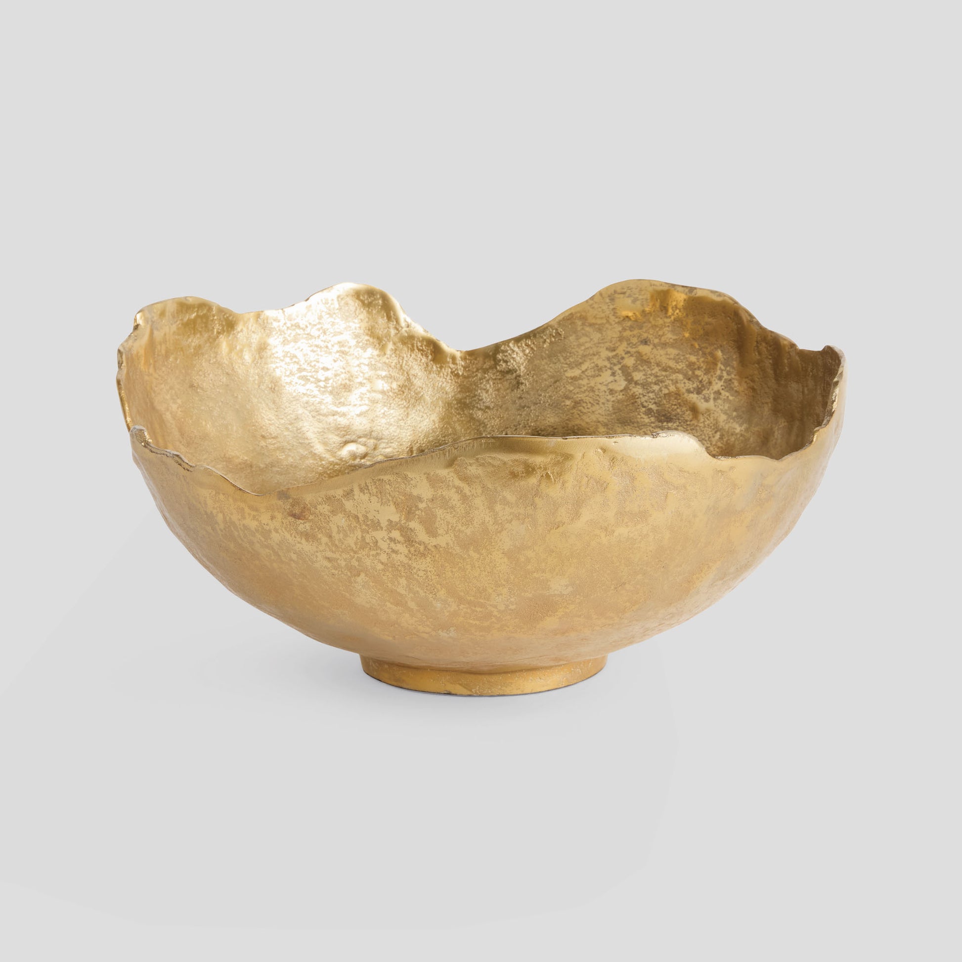 Large gold cast aluminum decorative bowl - stylish home accent (Image1).
