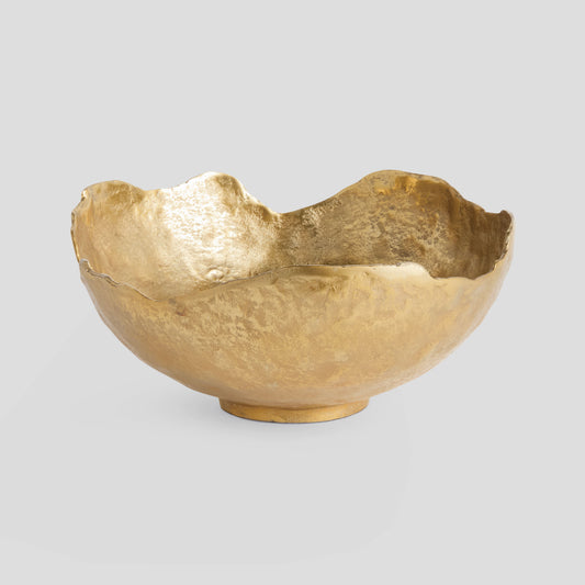 Large gold cast aluminum decorative bowl - stylish home accent (Image1).