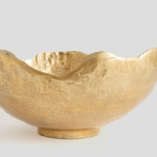 Large gold cast aluminum decorative bowl - stylish home accent (Image2).