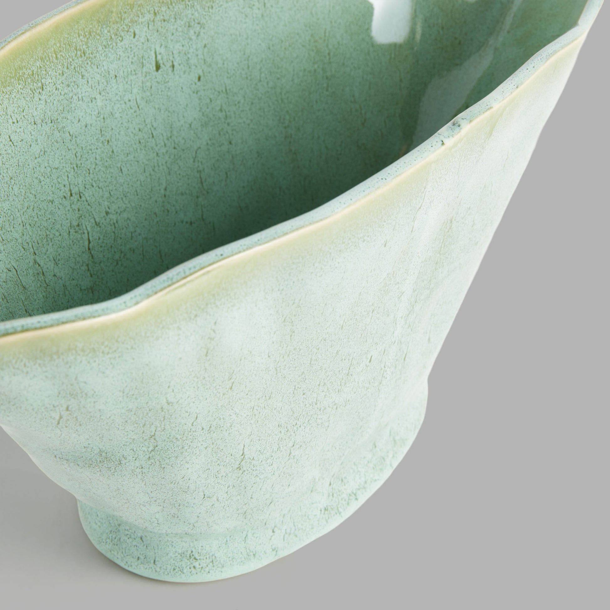 Large green handcrafted ceramic oval vase - stylish home accent (Image2).