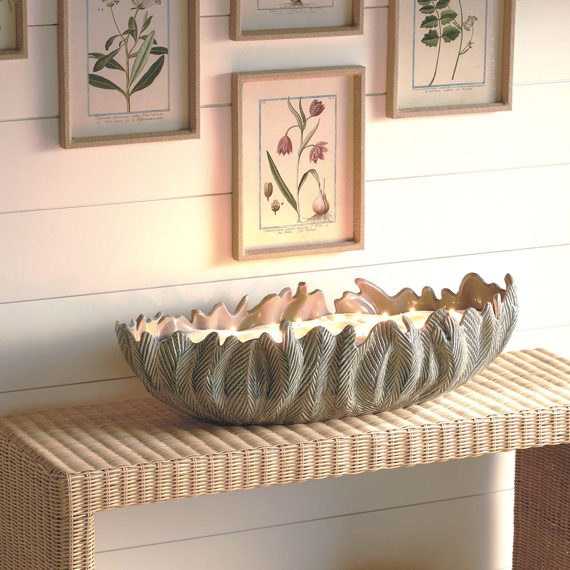 Large light blue reactive glaze clay decorative oval bowl - stylish home accent (Image5).