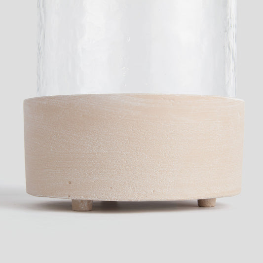 Large sandstone cylinder hurricane candleholder - stylish home accent (Image2).