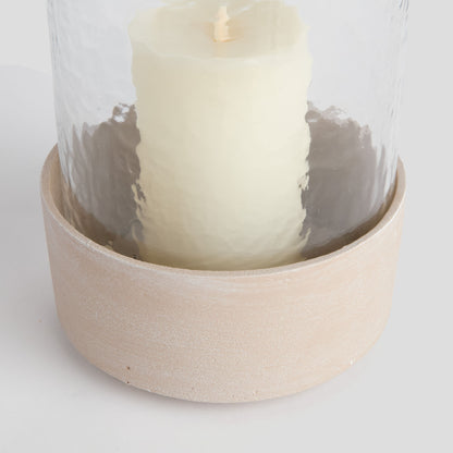 Large sandstone cylinder hurricane candleholder - stylish home accent (Image3).