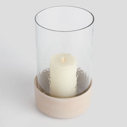 Large sandstone cylinder hurricane candleholder - stylish home accent (Image4).