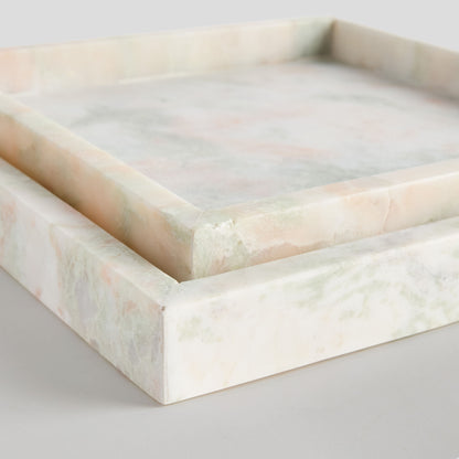 Large square green marble trays (set of 2) - stylish home accent (Image2).