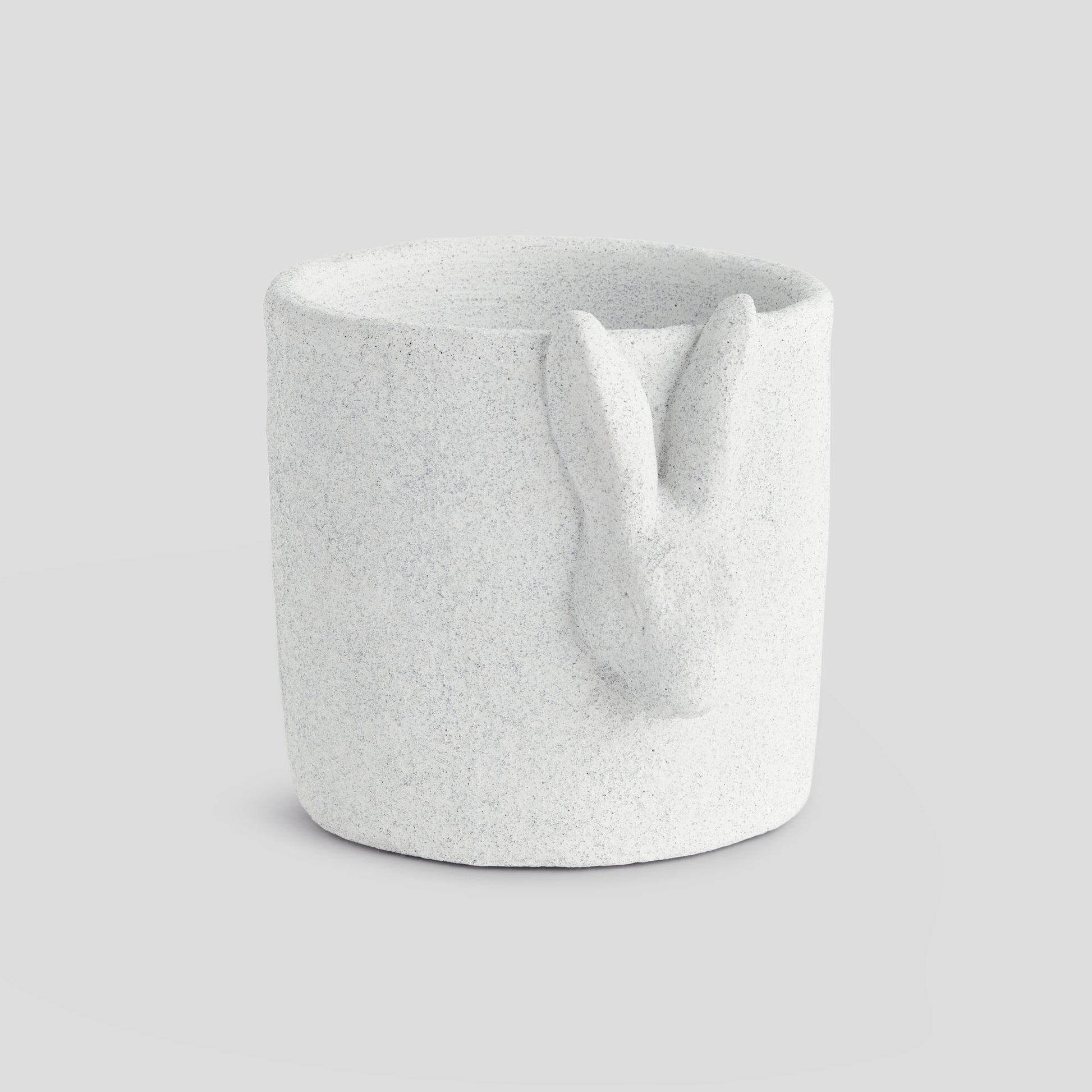 Large white concrete rabbit relief pot - stylish home accent (Image1).