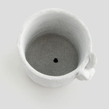 Large white concrete rabbit relief pot - stylish home accent (Image2).