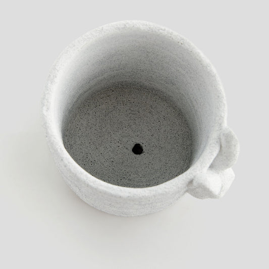 Large white concrete rabbit relief pot - stylish home accent (Image2).