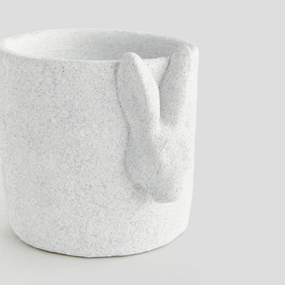 Large white concrete rabbit relief pot - stylish home accent (Image3).