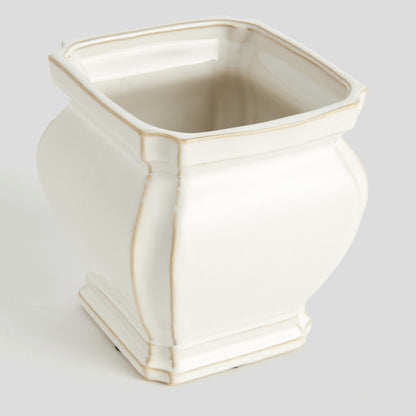 Large white glazed ceramic pot - stylish home accent (Image3).