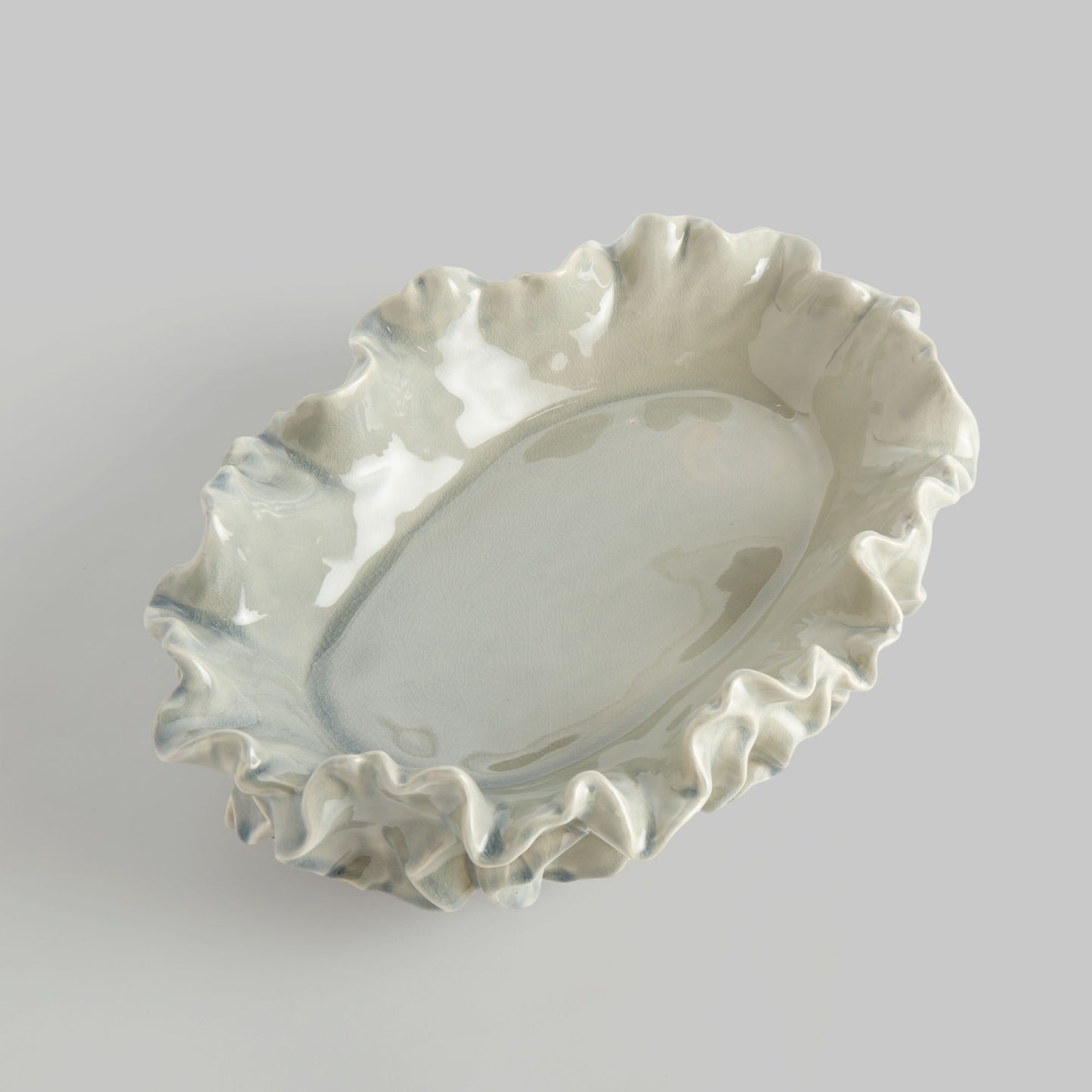 Large white handcrafted stoneware decorative bowl - stylish home accent (Image2).