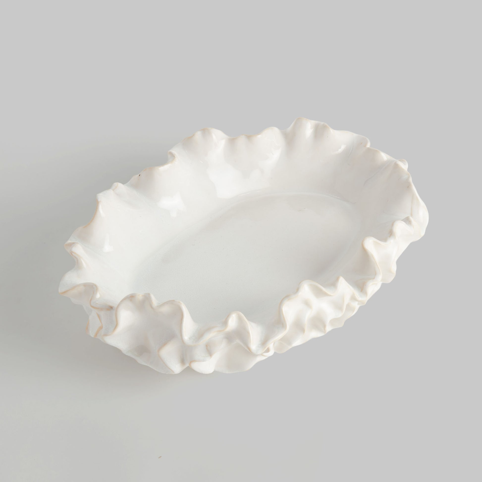 Large white handcrafted stoneware decorative bowl - stylish home accent (Image2).
