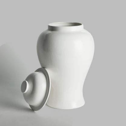 Large white lidded ginger jar - stylish home accent (Image2).
