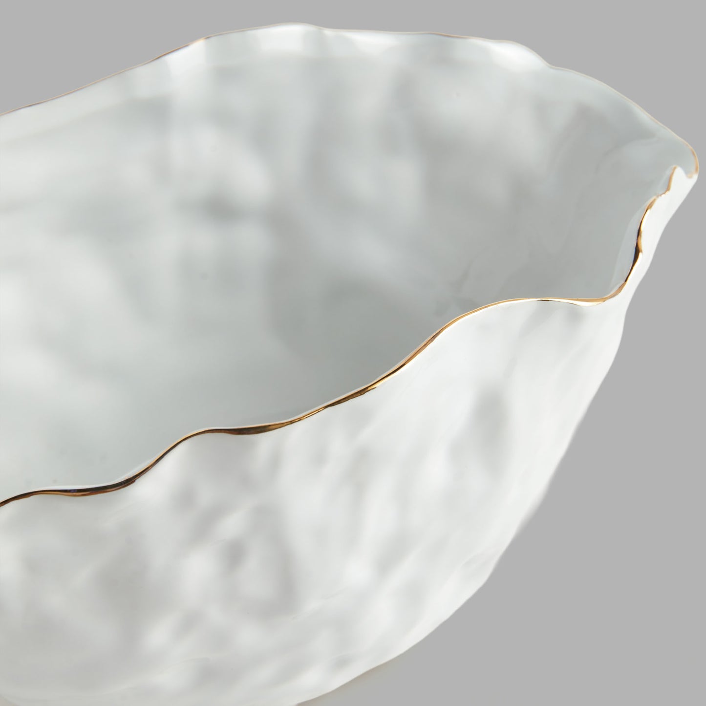 Large wide white gold-tipped ceramic vase - stylish home accent (Image2).