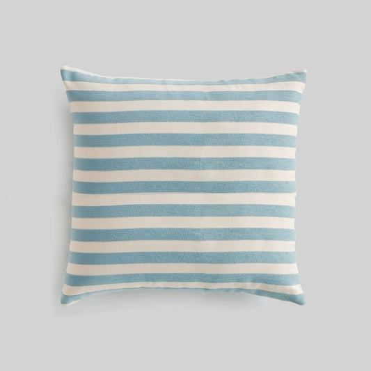 Light blue and cream striped 20 inch pillow - stylish home accent (Image1).