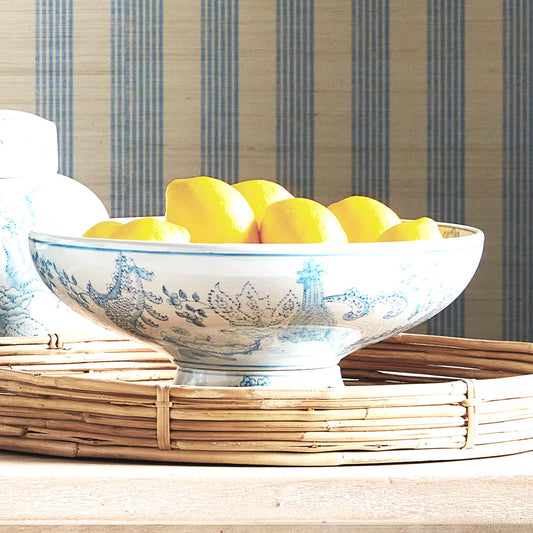 Light blue hand-painted chinoiserie parrot porcelain decorative bowl - stylish home accent (Image6).