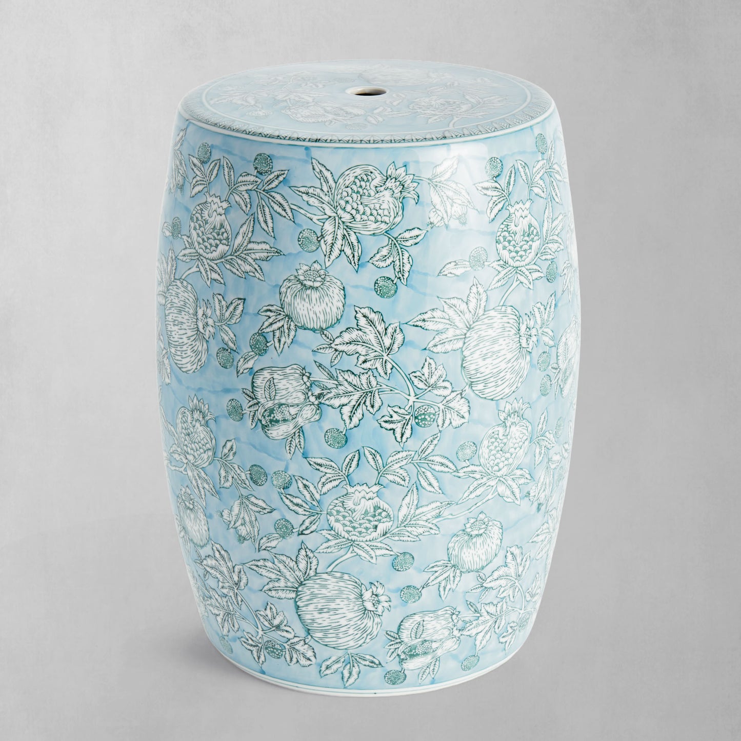Light blue hand-painted porcelain stool - stylish home accent (Image1).