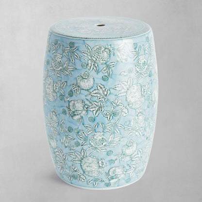 Light blue hand-painted porcelain stool - stylish home accent (Image1).