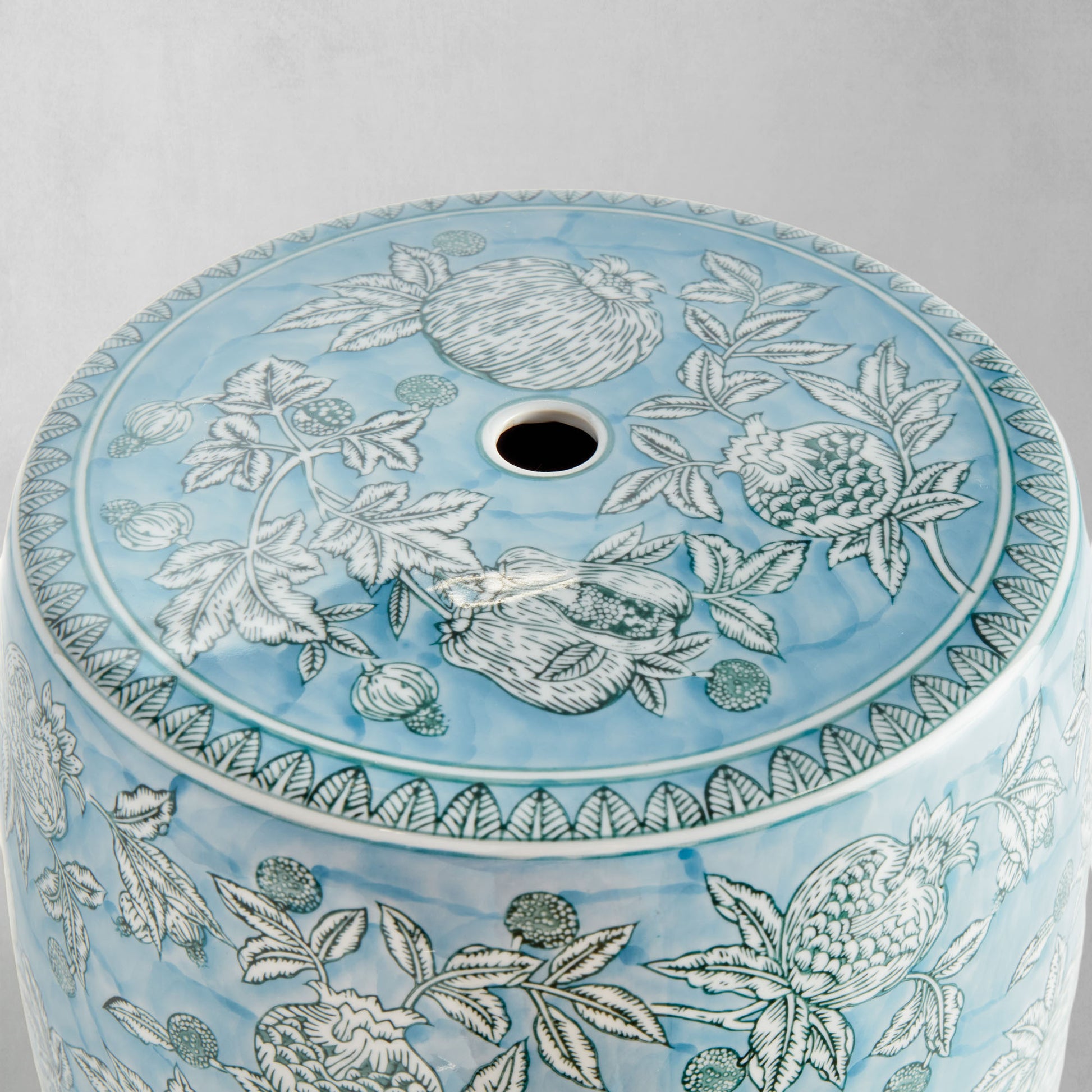 Light blue hand-painted porcelain stool - stylish home accent (Image2).