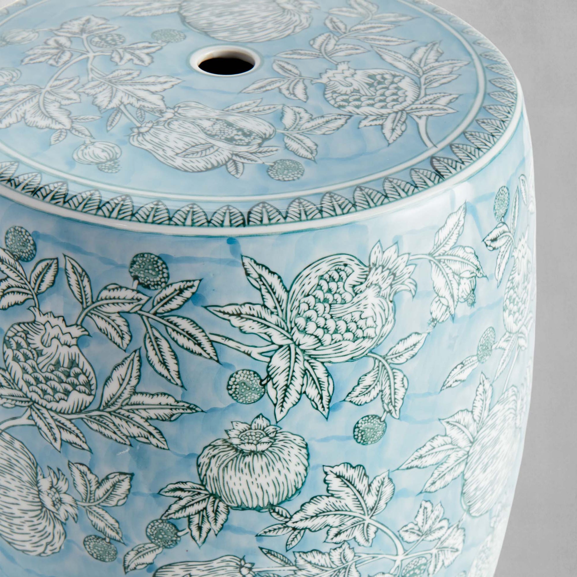 Light blue hand-painted porcelain stool - stylish home accent (Image3).