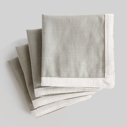 Light green with white border cotton cocktail napkins (set of 4) - stylish home accent (Image1).