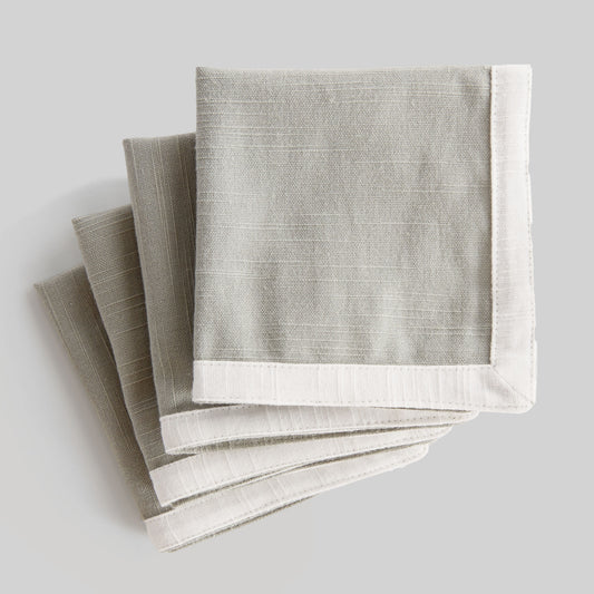 Light green with white border cotton cocktail napkins (set of 4) - stylish home accent (Image1).