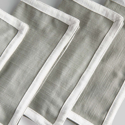 Light green with white border cotton cocktail napkins (set of 4) - stylish home accent (Image3).
