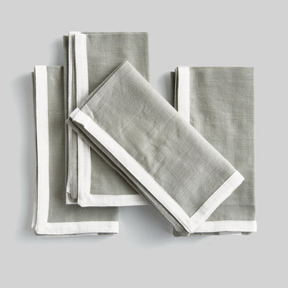 Light green with white border cotton dinner napkins (set of 4) - stylish home accent (Image3).