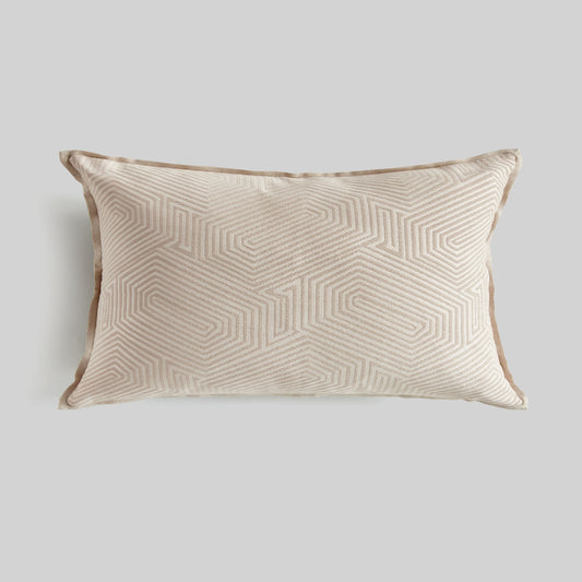 Light khaki geometric lumbar pillow - stylish home accent (Image1).