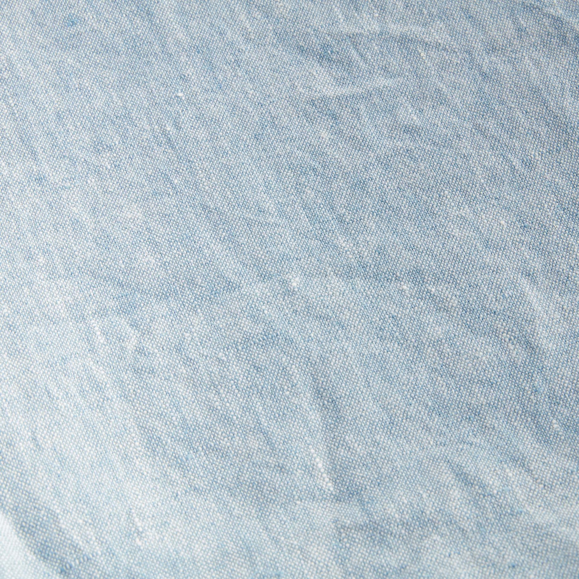 Lightweight light blue linen woven throw for home decor and accessories.