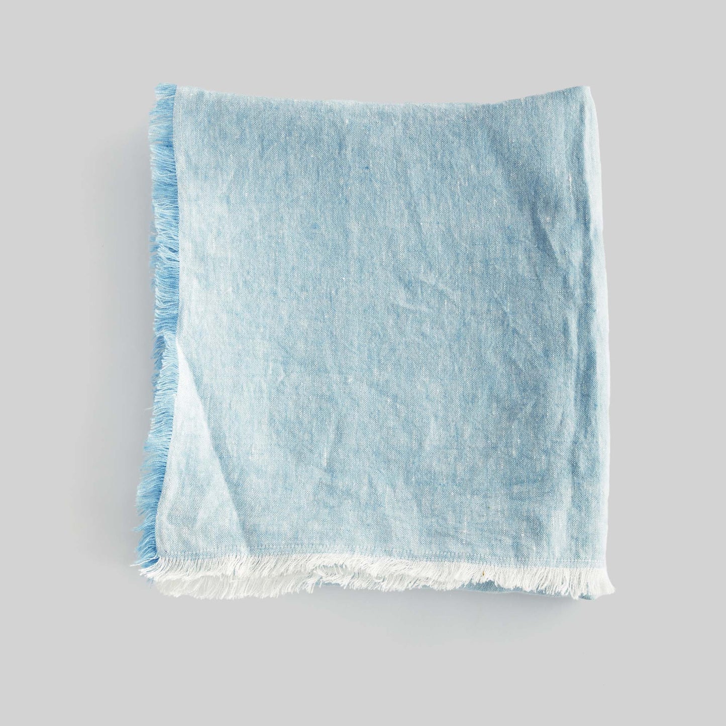 Lightweight light blue linen woven throw for home decor and accessories.