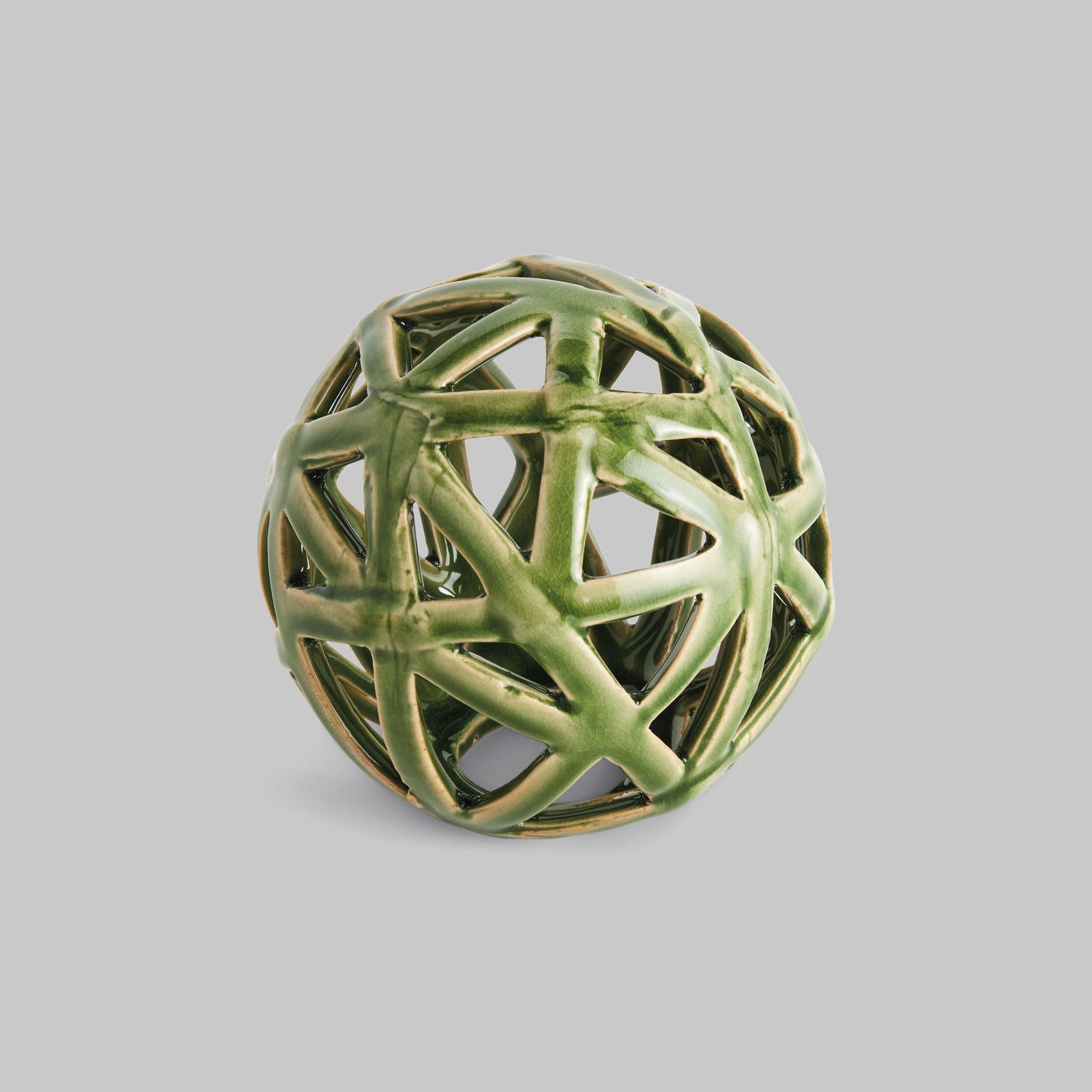 Medium green reactive glaze ceramic orb - stylish home accent (Image1).
