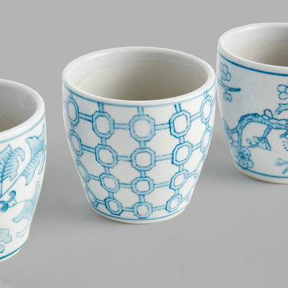 Mini light blue hand-painted porcelain flower pots (set of 6) - stylish home accent (Image7).