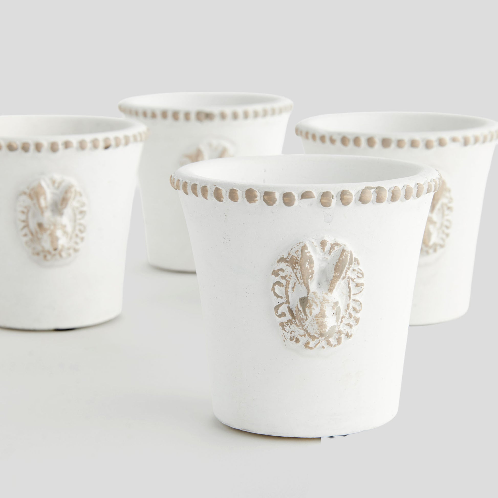 Mini speckled sand concrete rabbit planter (set of 4) - stylish home accent (Image2).