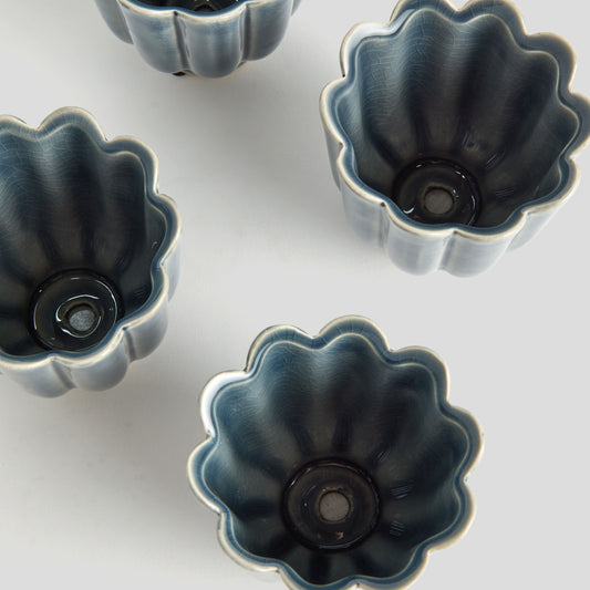 Mini teal reactive glaze ceramic pots (set of 4) - stylish home accent (Image2).