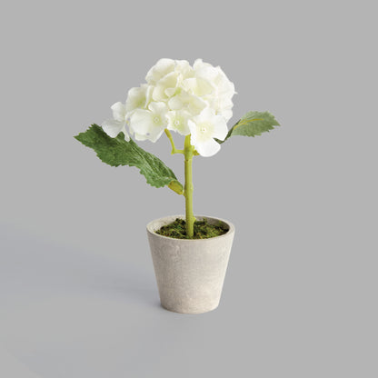 Mini white faux hydrangea potted (set of 4) - stylish home accent (Image2).