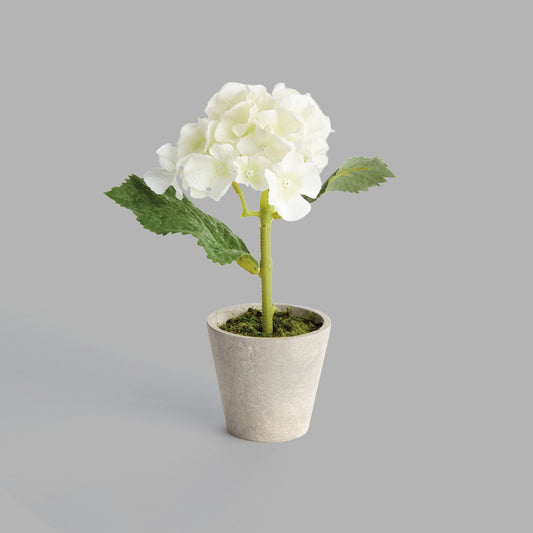 Mini white faux hydrangea potted (set of 4) - stylish home accent (Image2).