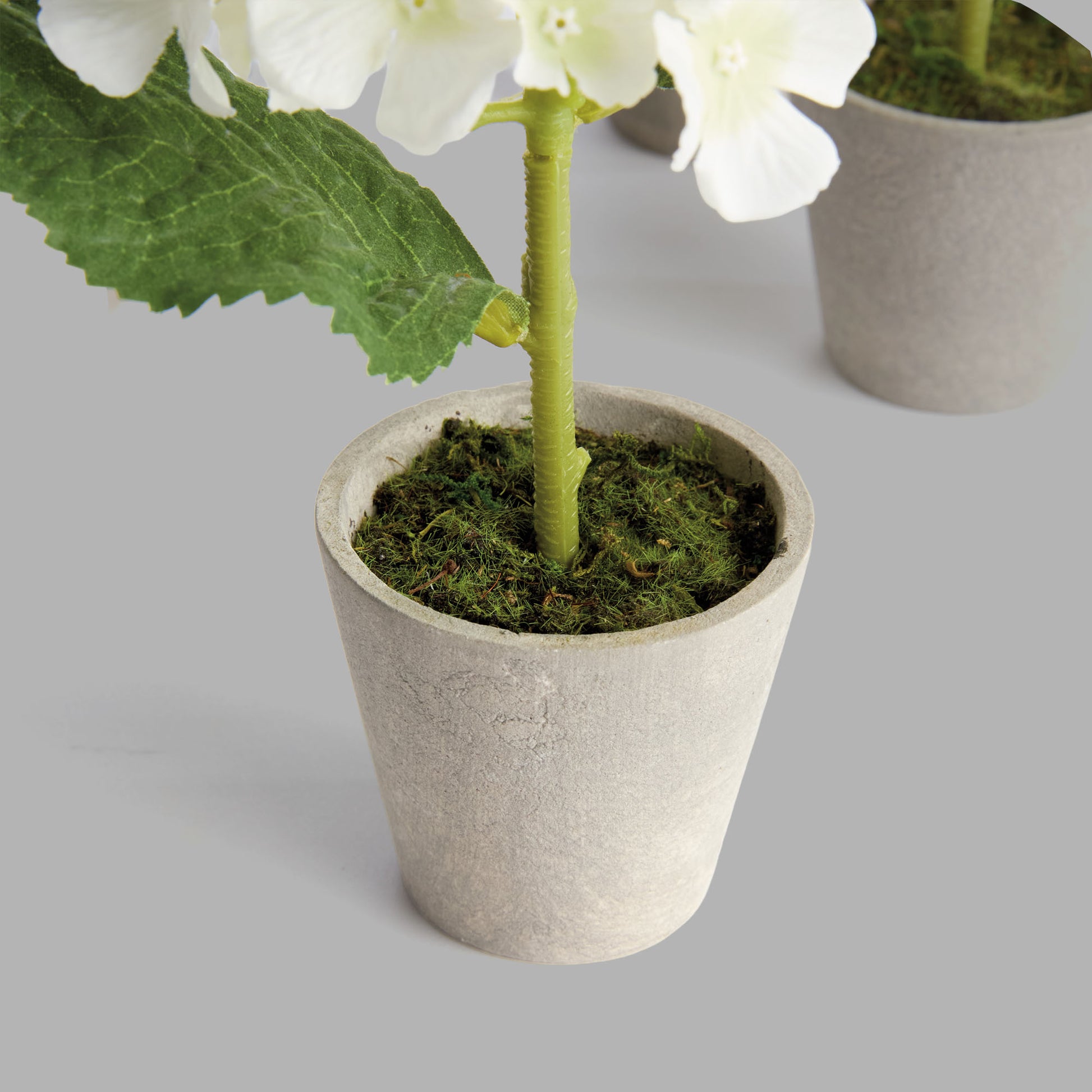 Mini white faux hydrangea potted (set of 4) - stylish home accent (Image3).