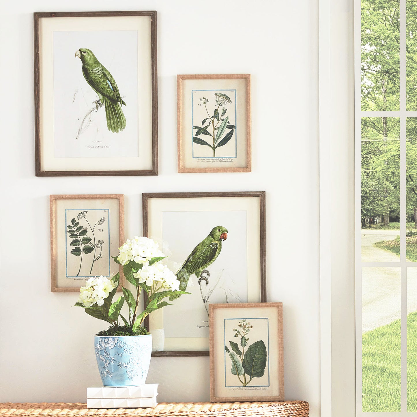 Multicolor botanical prints linen-wrapped frame (set of 9) - stylish home accent (Image3).