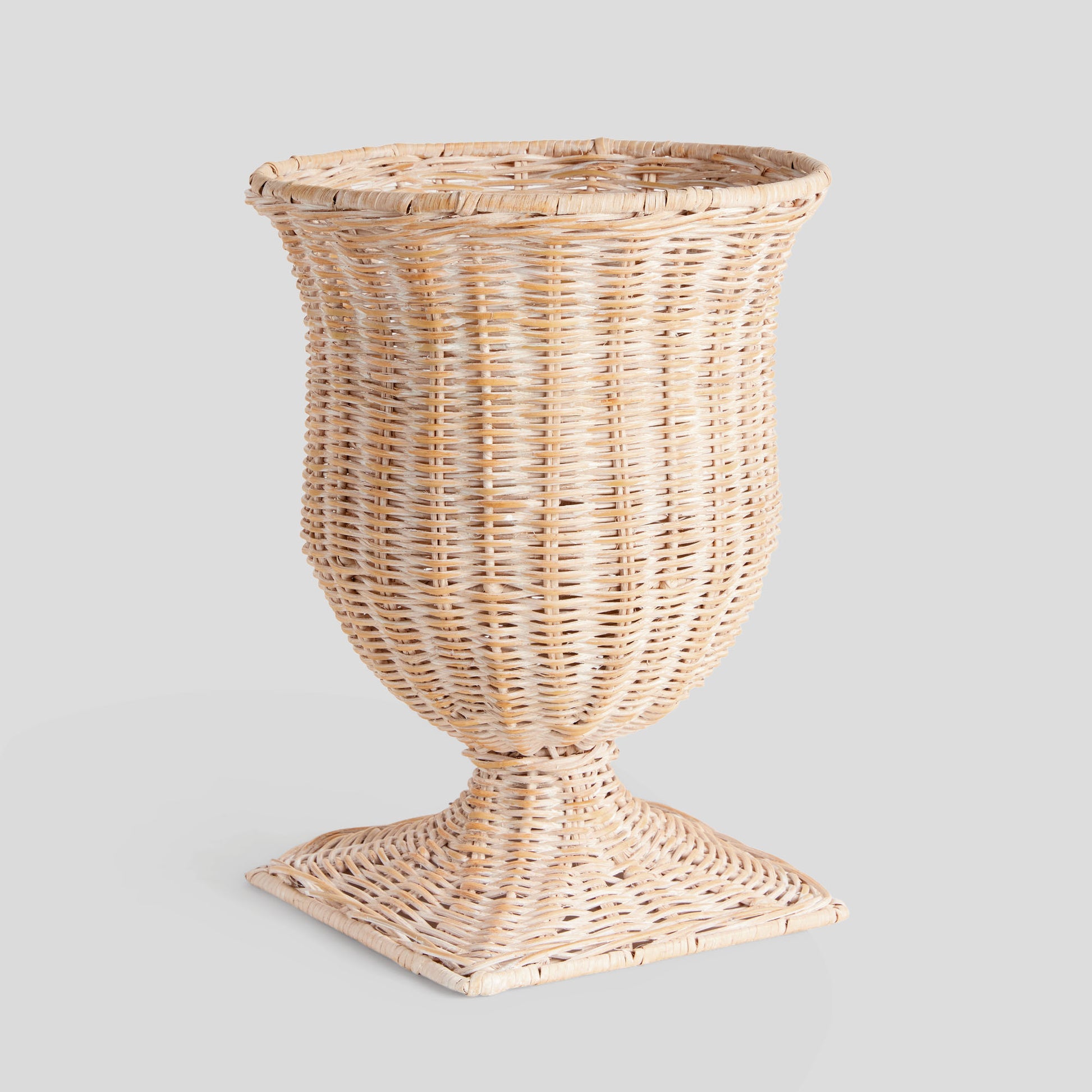 Narrow whitewash woven rattan vase - stylish home accent (Image1).