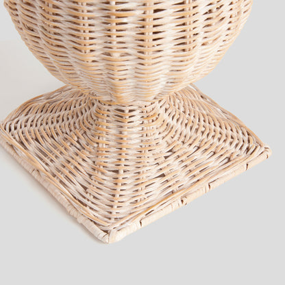 Narrow whitewash woven rattan vase - stylish home accent (Image3).