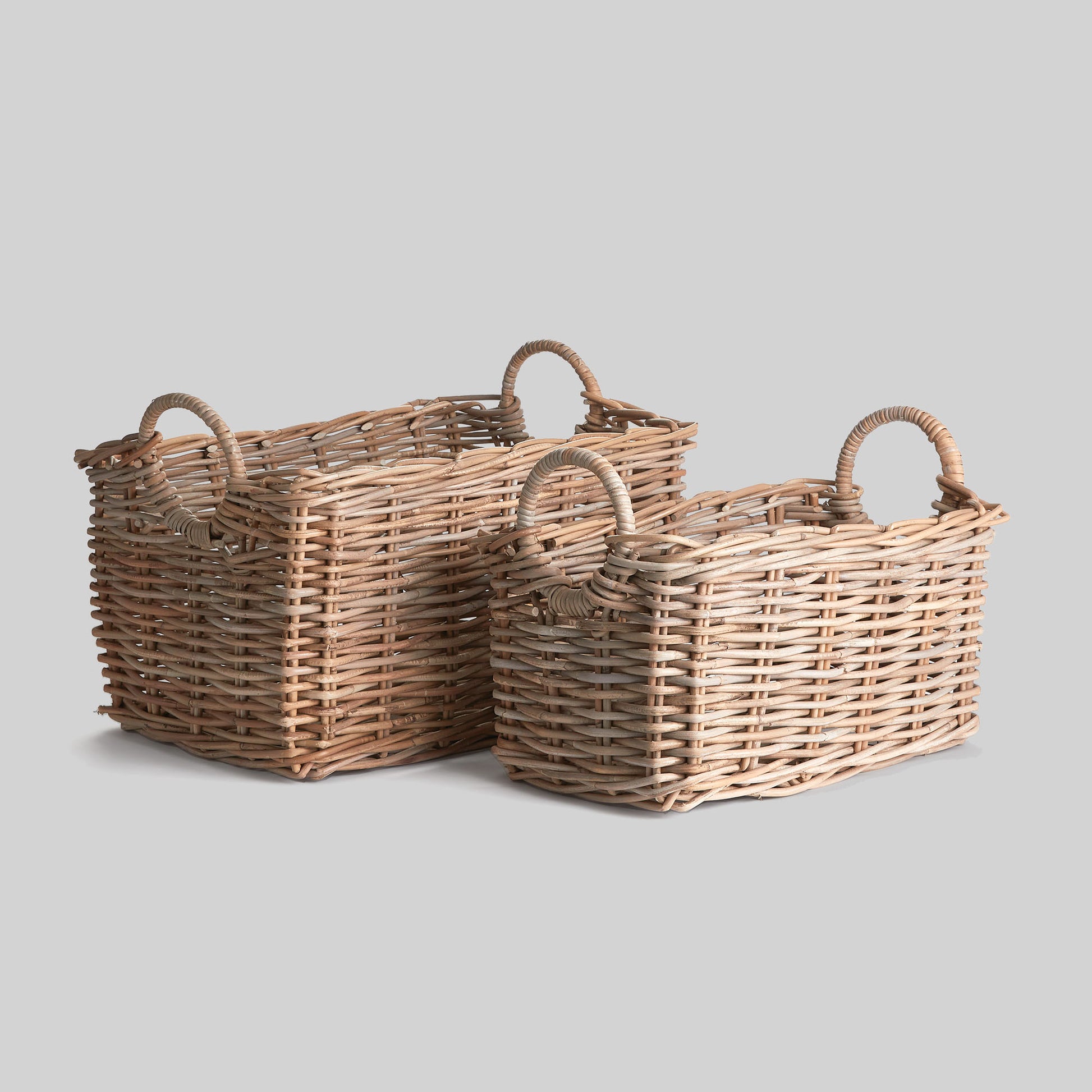 Natural gray rattan rectangular baskets (set of 2) - stylish home accent (Image1).
